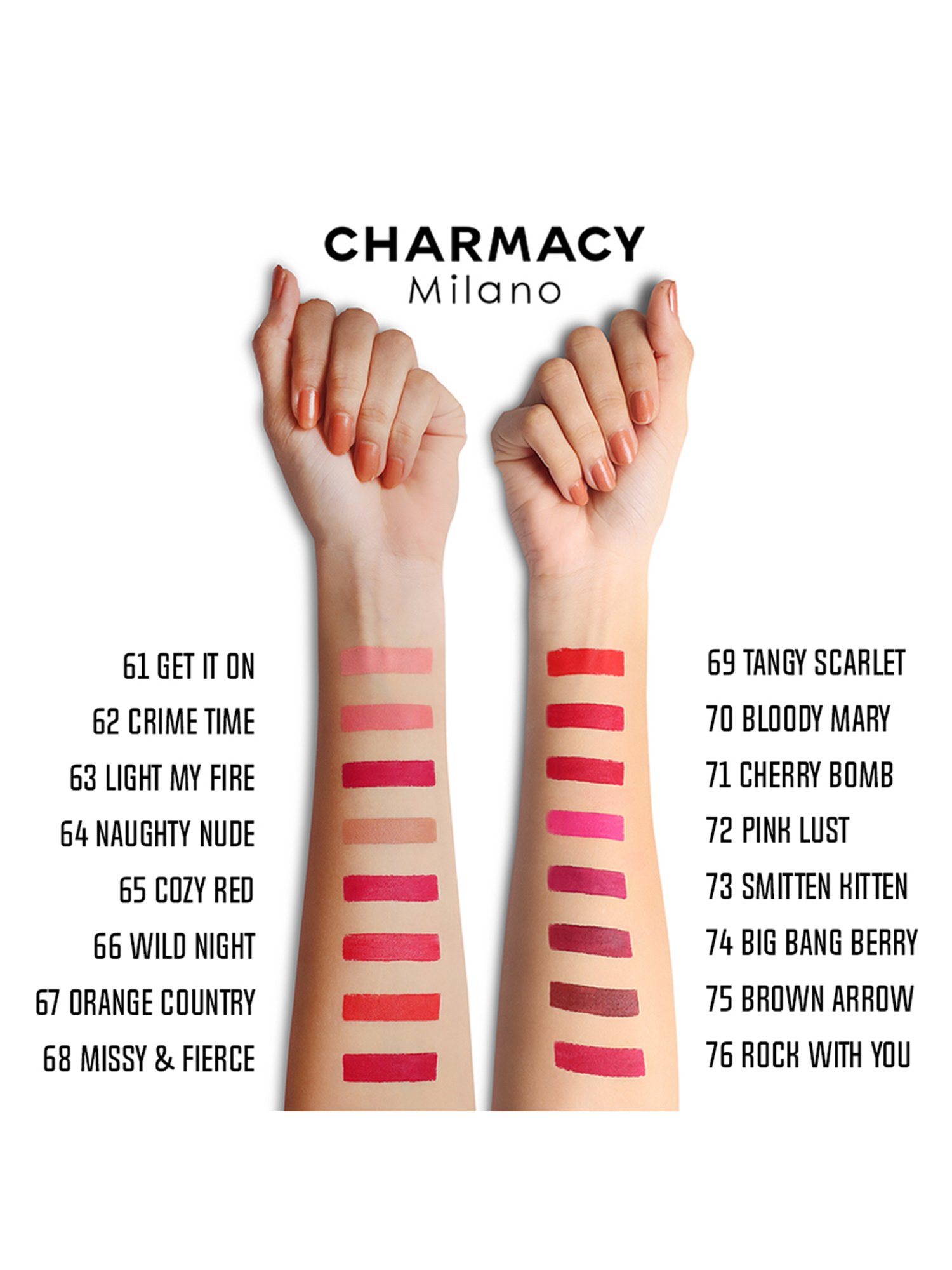 CHARMACY Milano Longstay Matte Lipstick 76 Rock With You - 2.8 gm