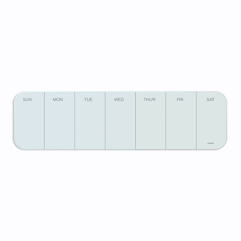 U Brands 20"x5.5" Glass Dry Erase Weekly Planner Board White Frosted Surface