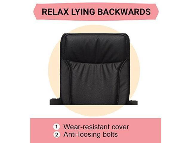 Designer Chelsea Executive Office Chair in PU Leather with Black Fiber Base, Adjustable Headrest and Spacious Backrest, Thickly Cushioned Seat, Highly Resilient Foam Padded Armrests - BLACK COLOR