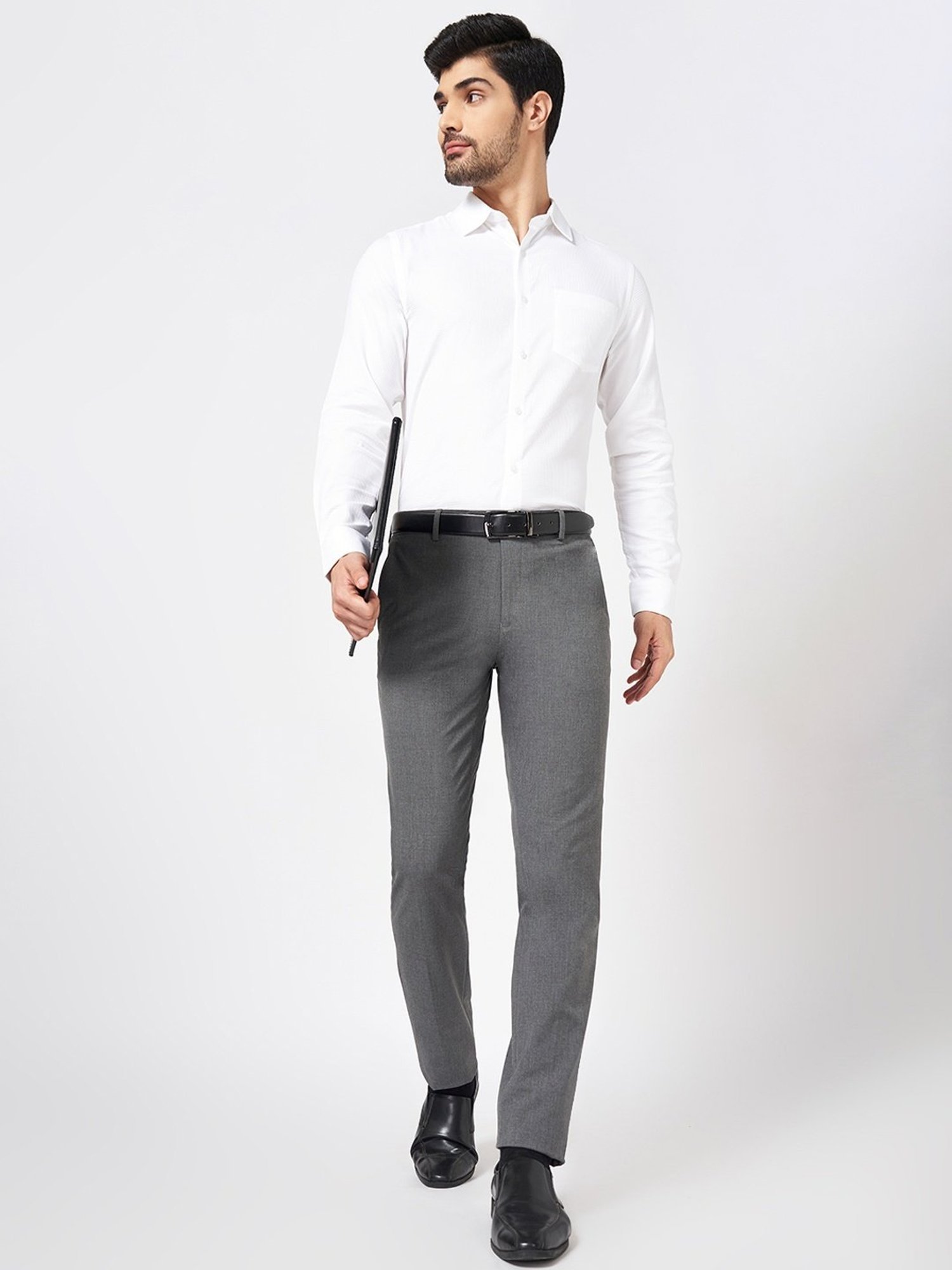 Arrow Navy Regular Fit Trousers