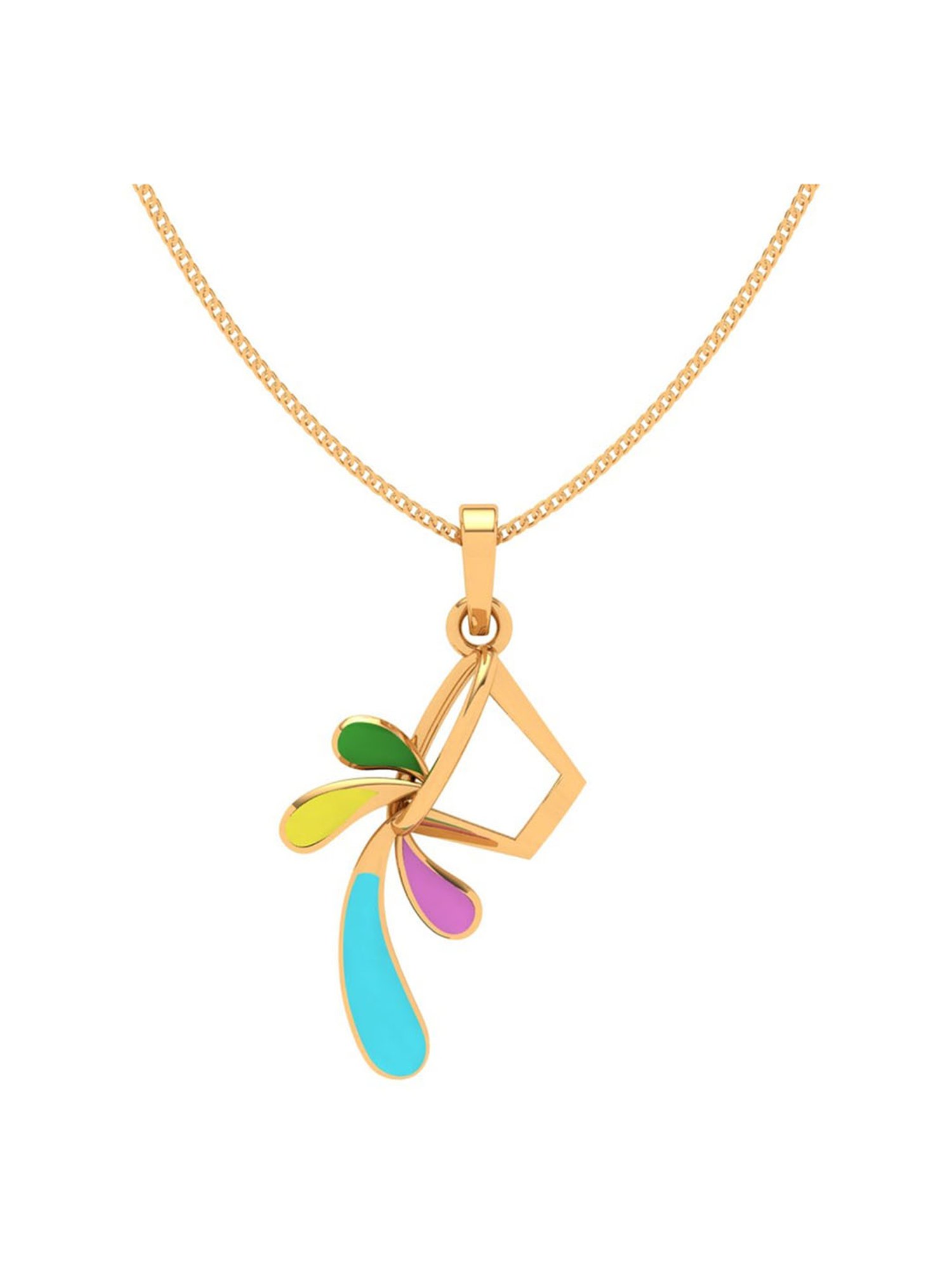 P.C. Chandra Jewellers 14k Yellow Gold Multiple Stone-studded Unique Design Pendant