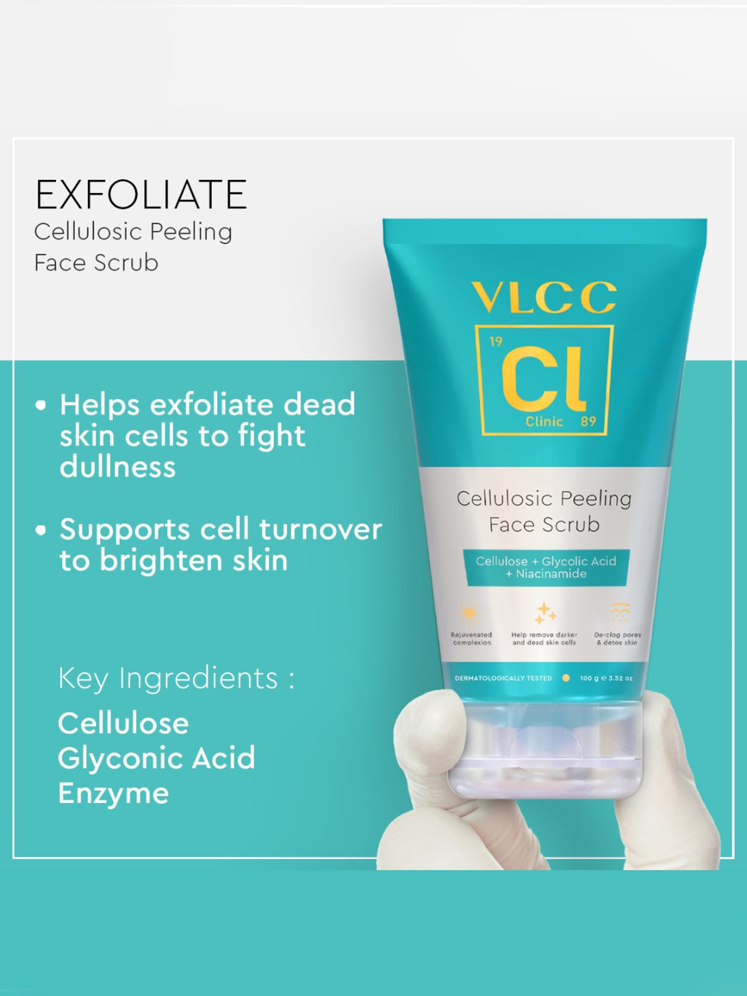 VLCC Clinic Skin Clarifying De-Tan Face Wash & Cellulosic Peeling Face Scrub Combo