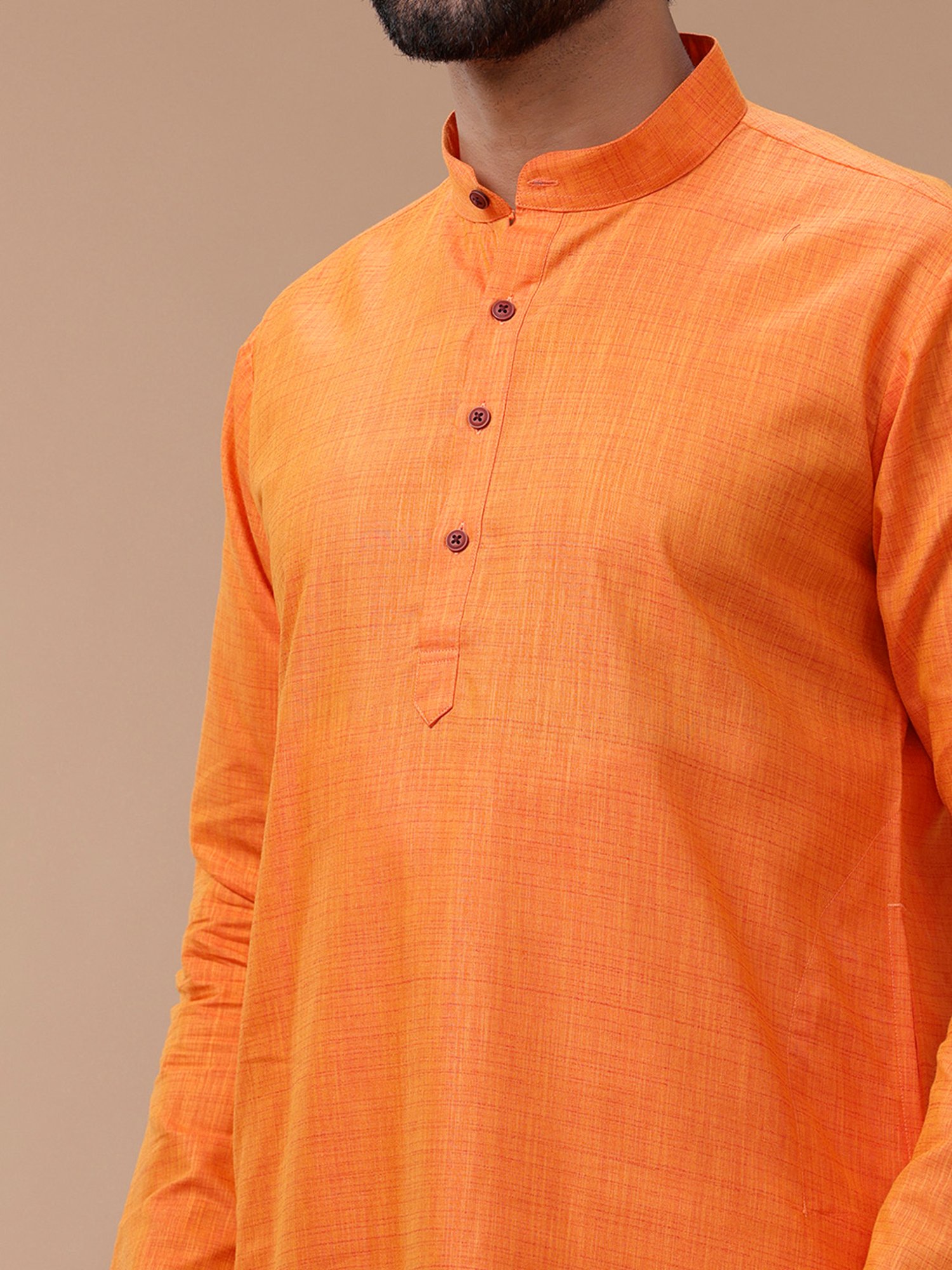 Ramraj Orange Cotton Regular Fit Kurta Set with Bottom