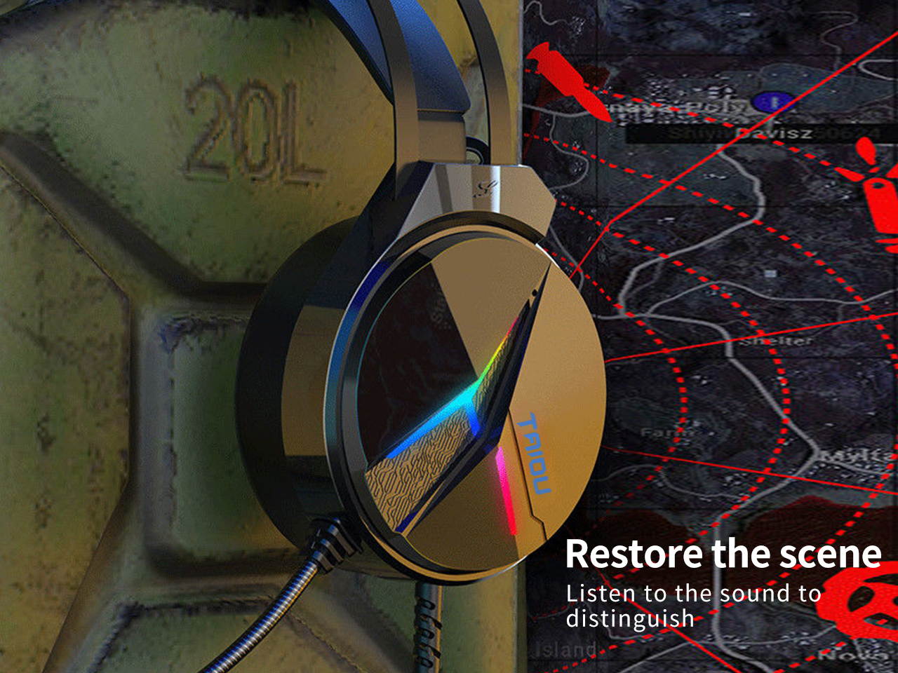 TAIDU Gaming Headset for PC, Over Ear Headphones with Noise Canceling Mic, PS4 Headset with Soft Memory Earmuffs, LED Light, 3D Stereo Surround Sound Gaming Headphones for Xbox One, Mac, Laptop.