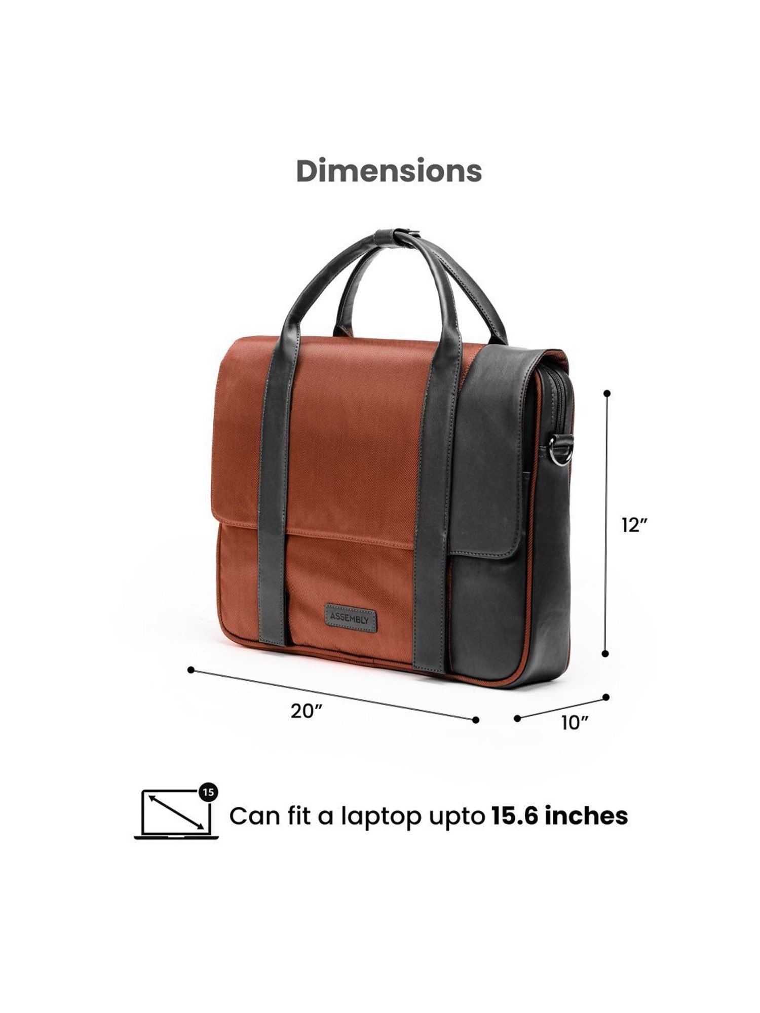 Assembly Rust Medium Laptop Messenger Bag with USB Charging Port