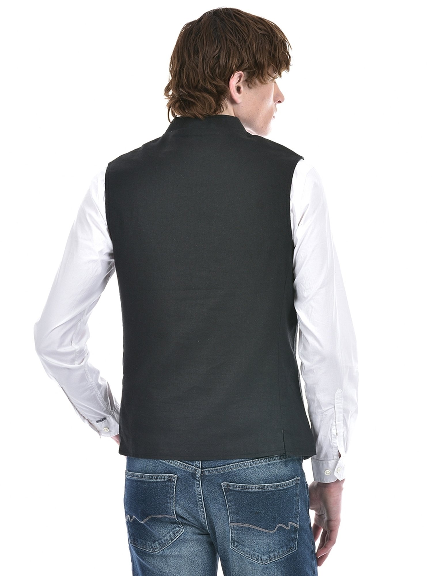 Numero Uno Black Cotton Regular Fit Nehru Jacket
