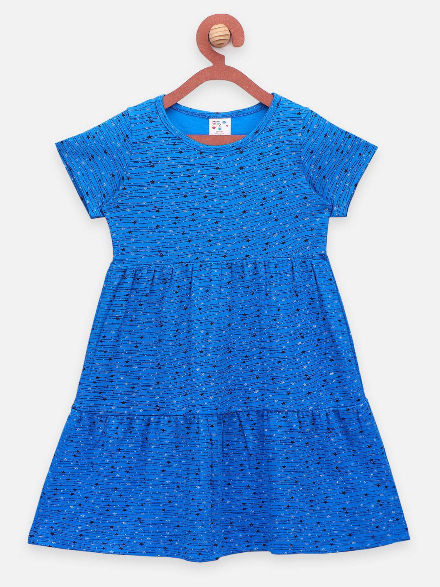 LilPicks Kids Blue Cotton Printed Dress