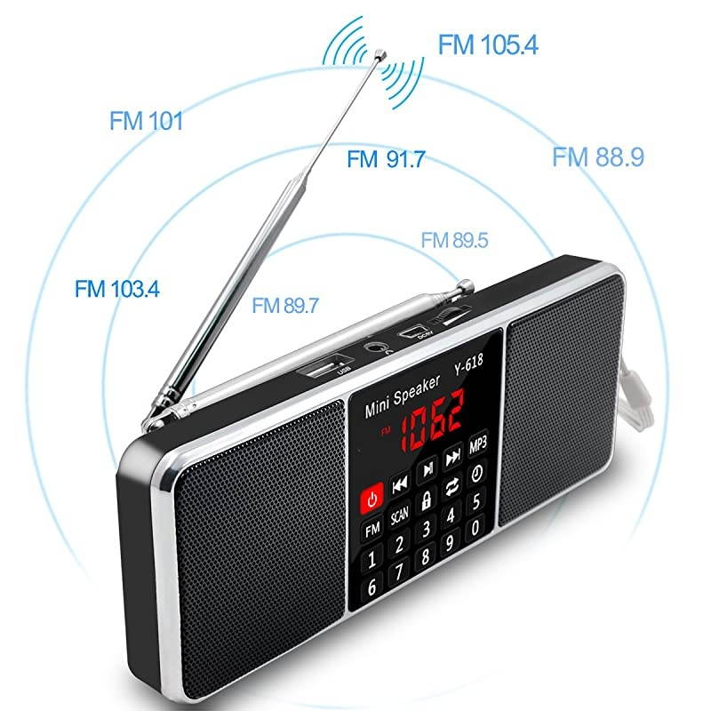 Multifunction Digital FM Radio Media Speaker MP3 Music Player Support TF Card USB Drive with LED Screen Display and Setting Timing Shutdown Function Black