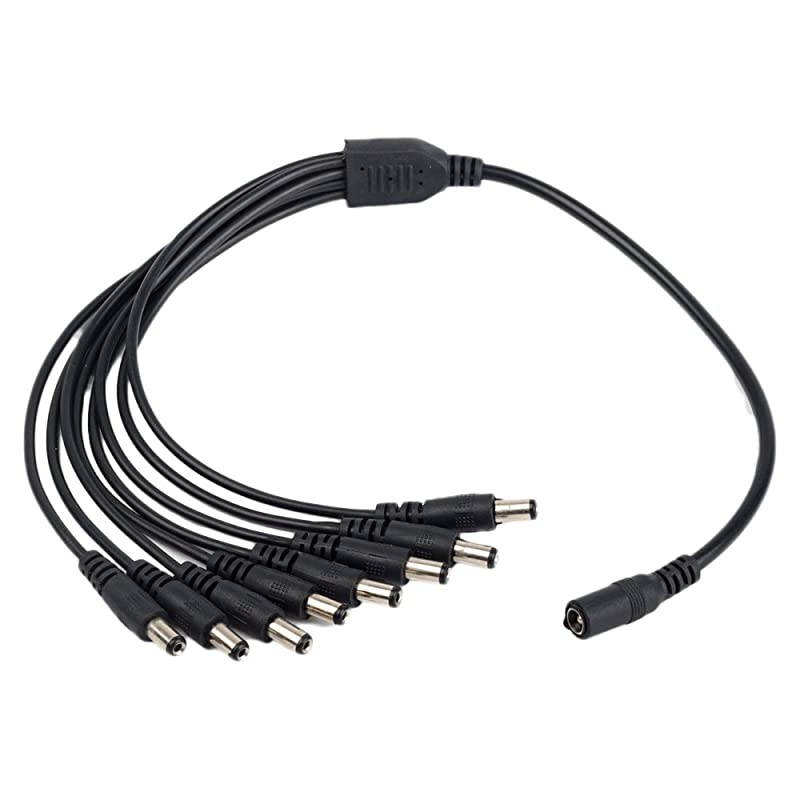 TM1 Female to 8 Male 55x21mm CCTV DC 8 Channel Power Jack Splitter Cable Compatible with CCTV Security Surveillance CamerasLorex CamerasQCEE Cameras