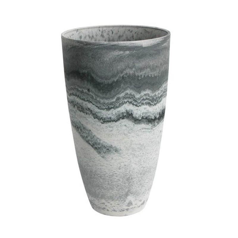 Algreen 43429 Acerra 12 Inch Diameter x 20 Inch Tall Curved Yard and Patio Vase Garden Flower Plant Planter Pot, Marble