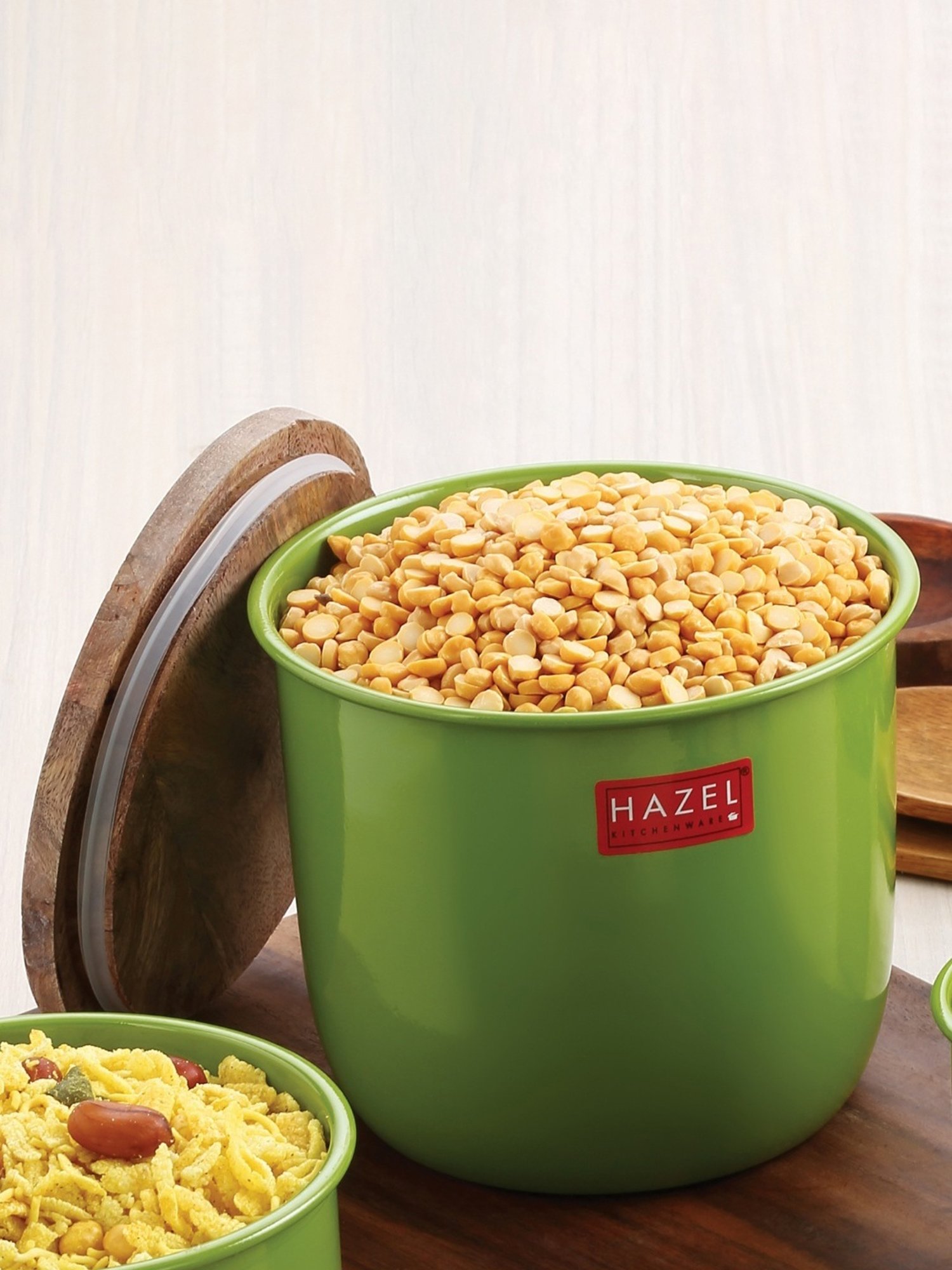 HAZEL Green Galvanised Iron Tea Coffee Sugar Containers - Set of 4 (1.05L)