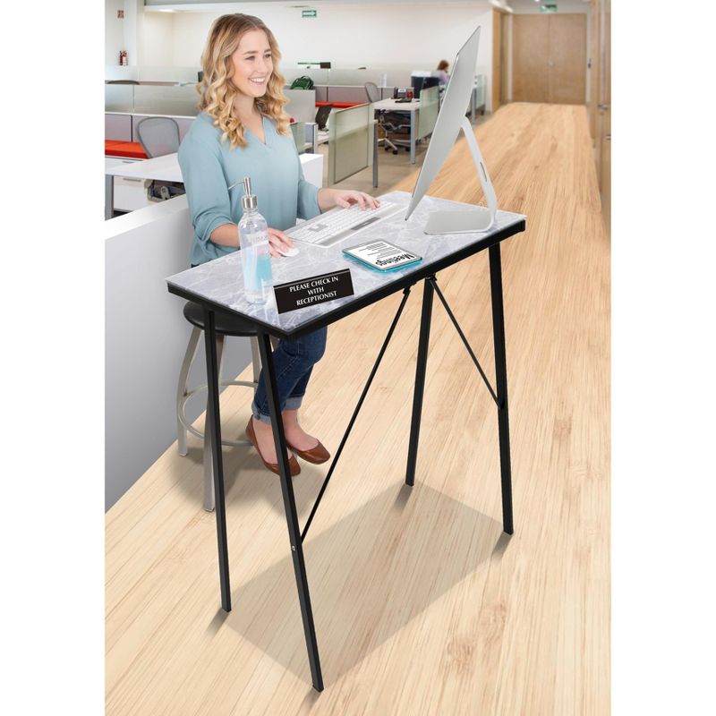 Joy Glass Standing Desk - 31" Modern Multifunctional Table - Marble Print - Stand Steady