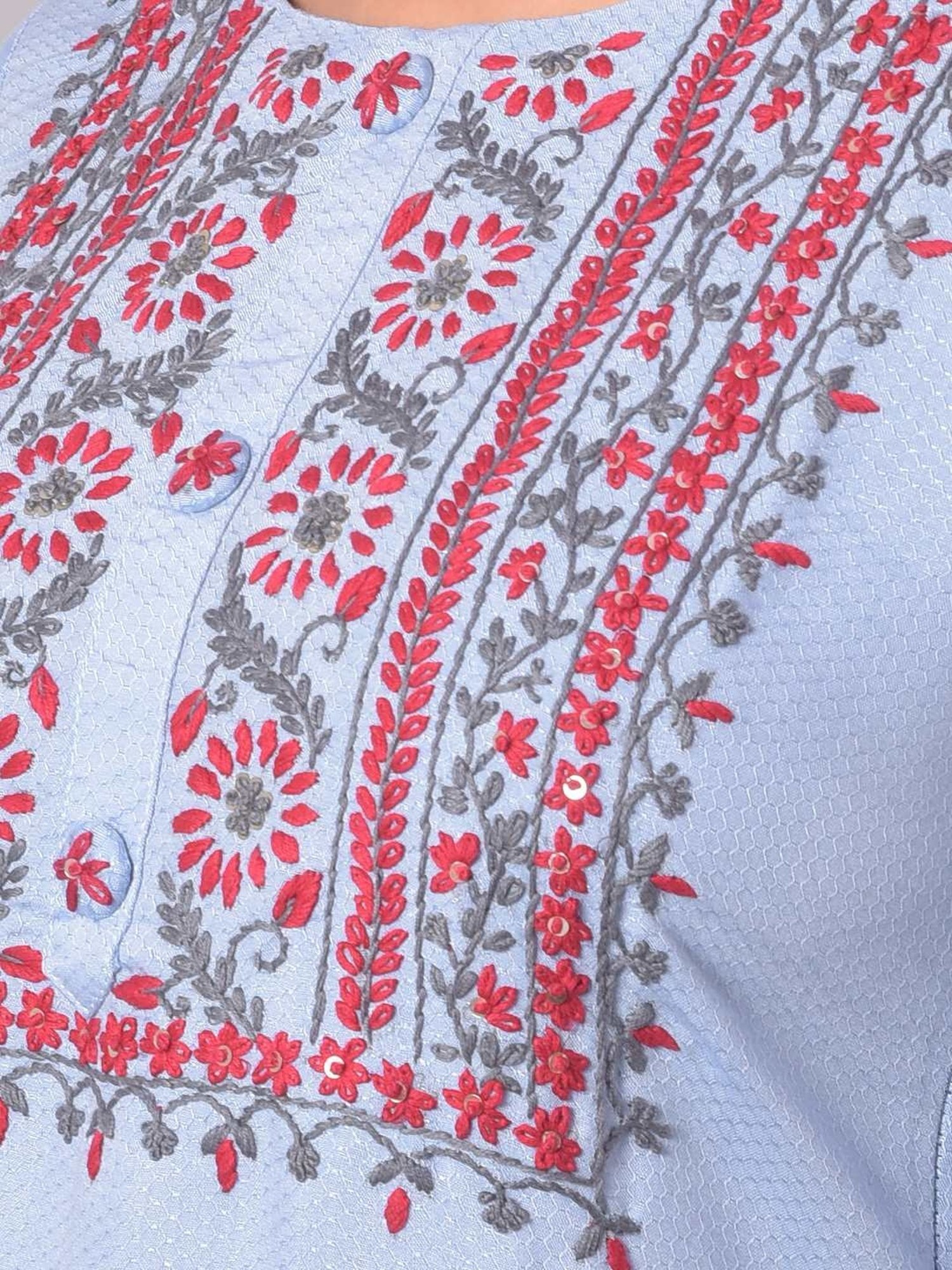 Dollar Missy Blue Embroidered Straight Kurta