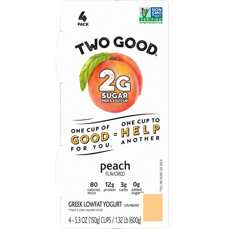 Two Good Peach Greek Yogurt - 5.3oz/4pk