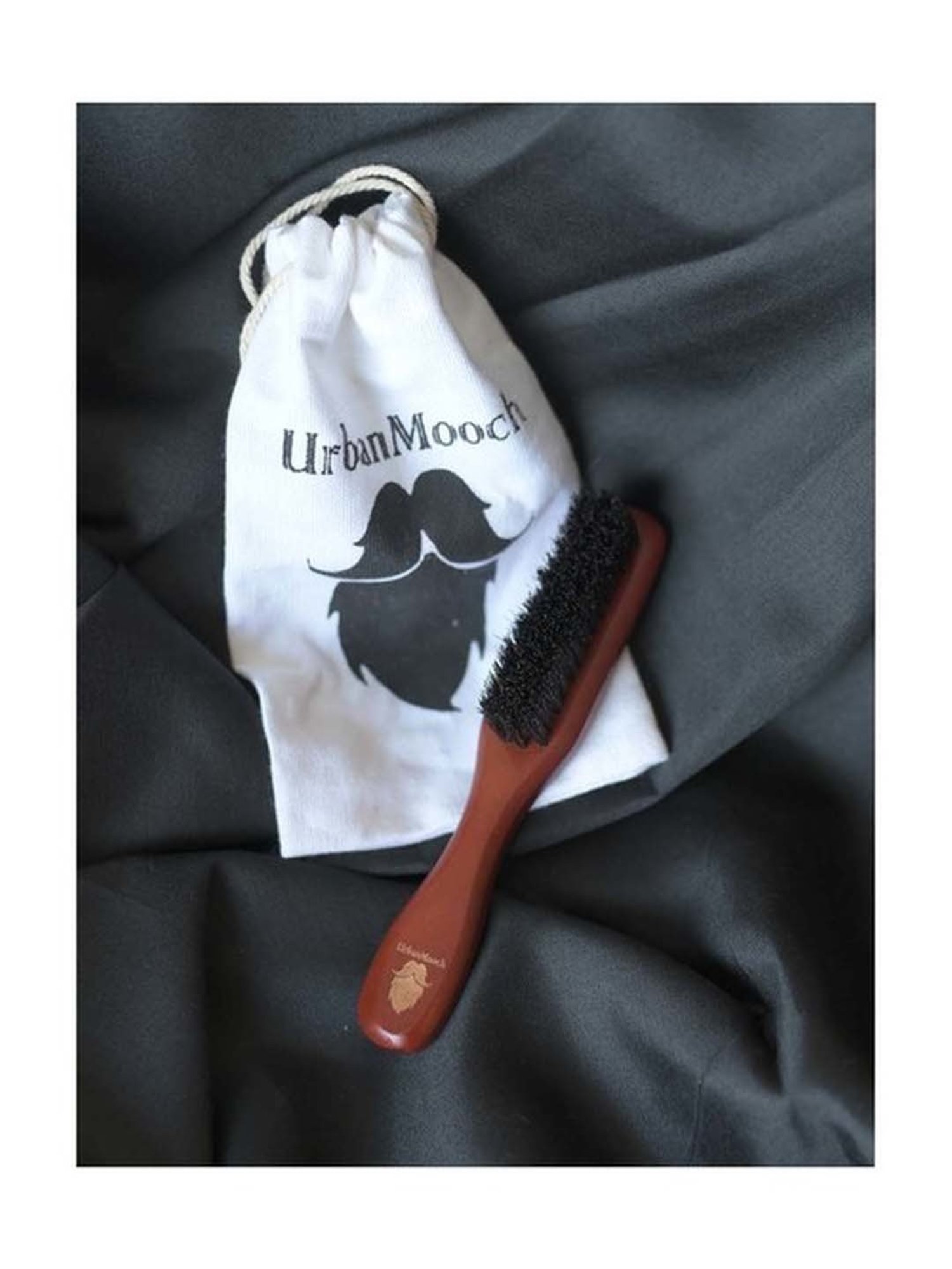 UrbanMooch 100% Boar Bristle Beard Brush with Grass Tree Wooden Handle