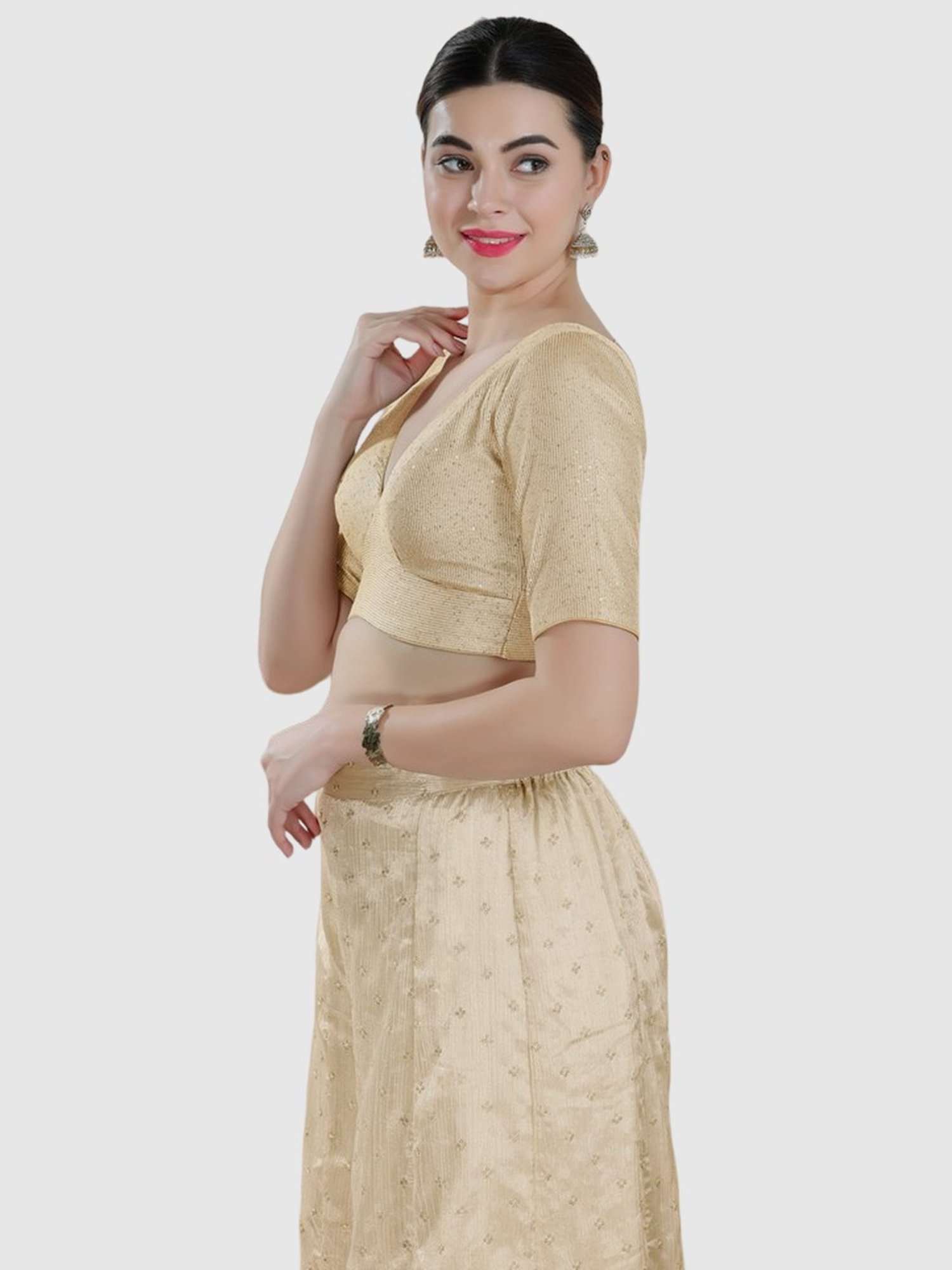 Salwar Studio Beige Embellished Blouse