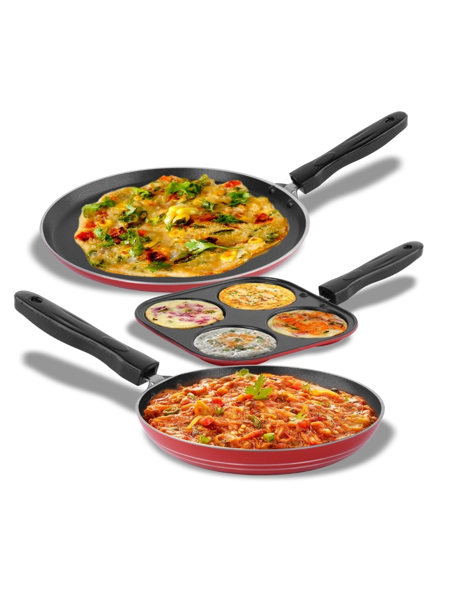 Sumeet NonStick 3pc Combo Set of 2.6mm Thick(Dosa Tawa+Mini Multi Snack Maker+Tapper pan)