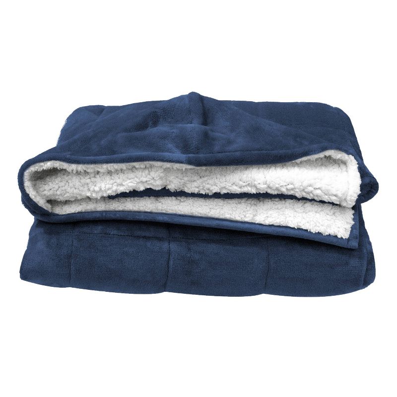 10lbs Hooded Reversible Weighted Throw Blanket Navy - Pur Serenity