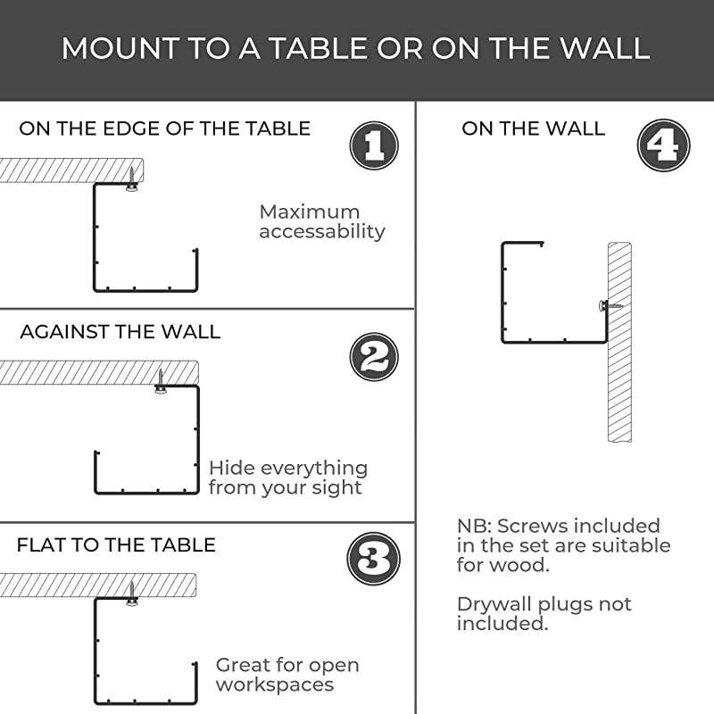 Desk Cable Tray Super Sturdy Cable Organizer for Wire Management Metal Wire Cable Tray for Office Studio and Home Black Cord Basket Set of 2X 16 Standing Desk Cable Management Basket