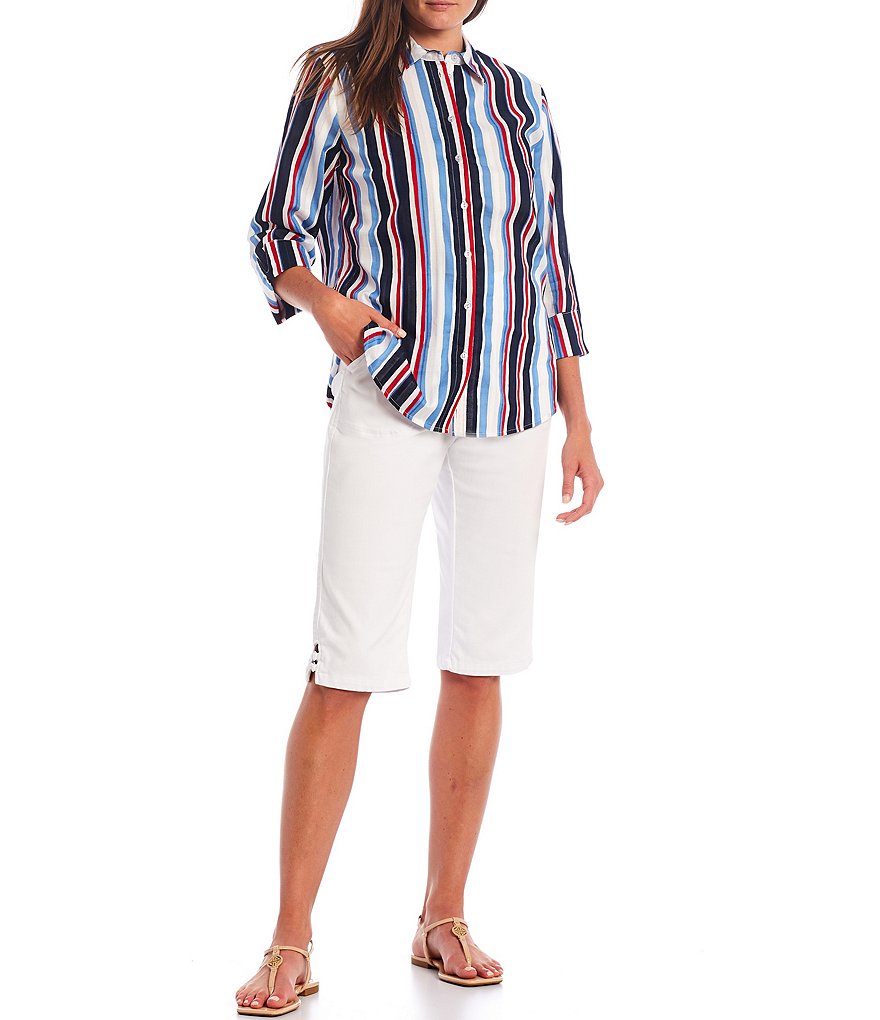 Eva Varro Animal Print Knit Jersey 3/4 Slit Sleeve Tunic