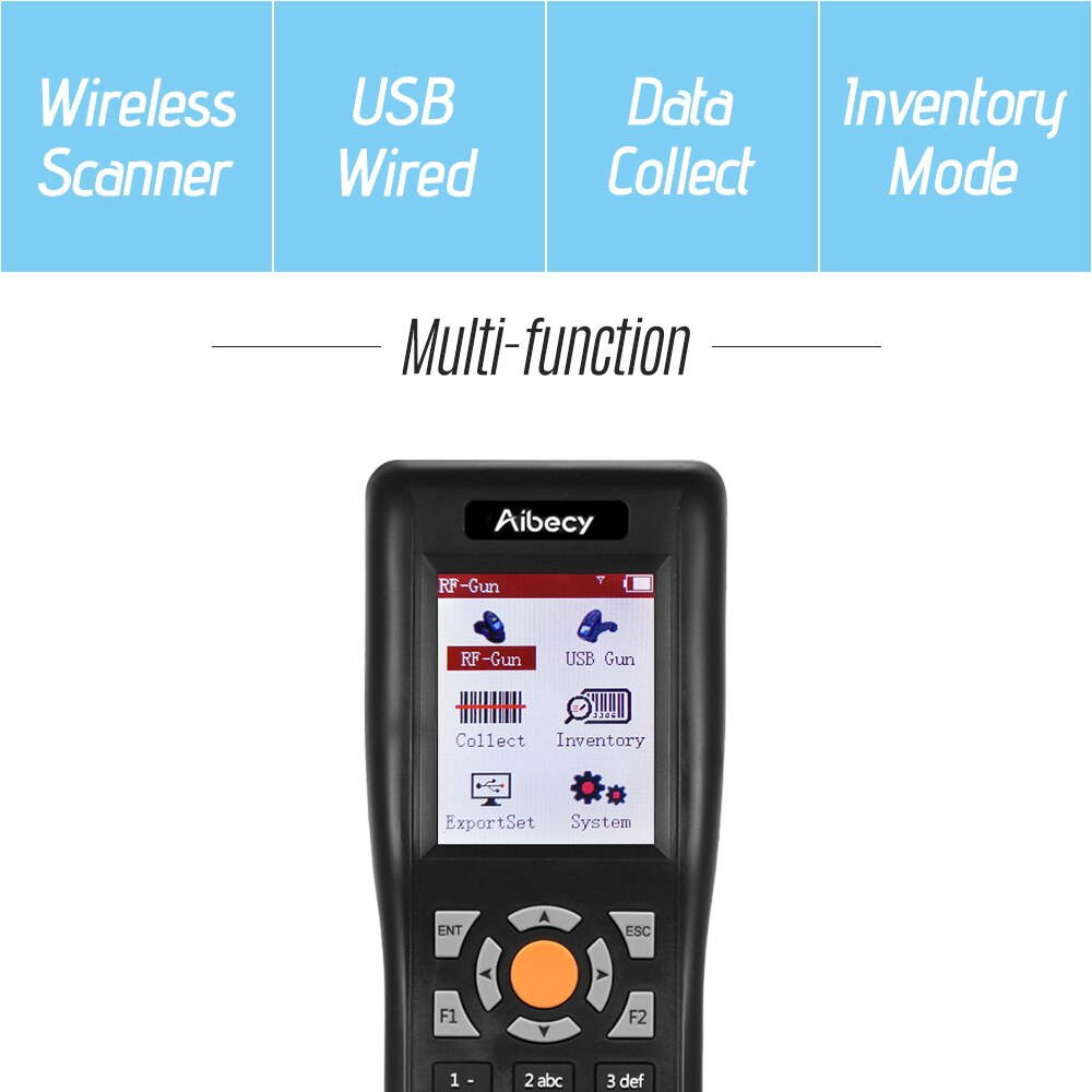 PDT Barcode Scanner Data Collector 433MHZ Wireless & USB Wired Data Terminal Inventory 1D Barcode with 2.2 Inch TFT Color Screen