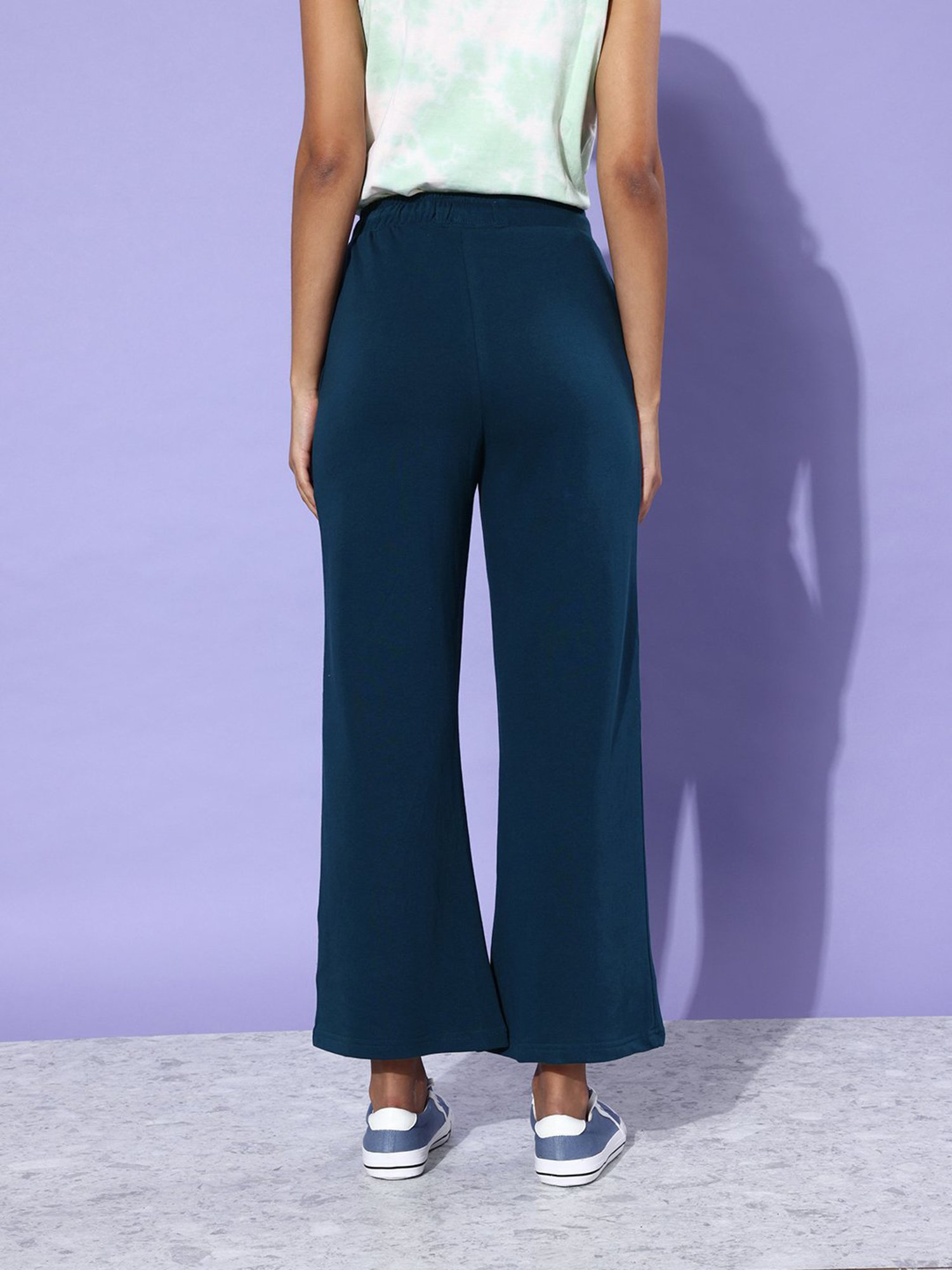 Dillinger Teal Fleece Regular Fit High Rise Trackpants