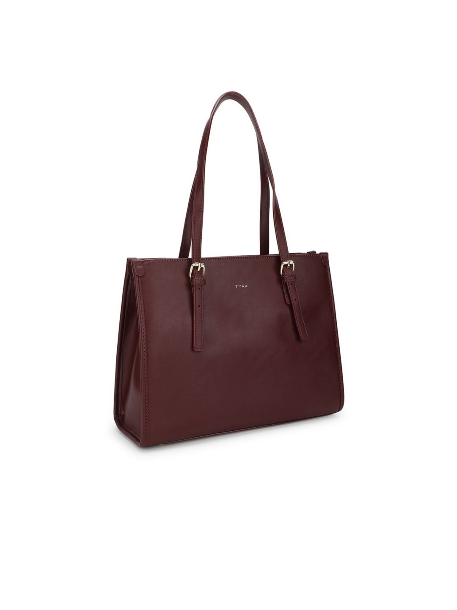 Tyra Hazel Wine Solid Faux Leather Tote Handbag