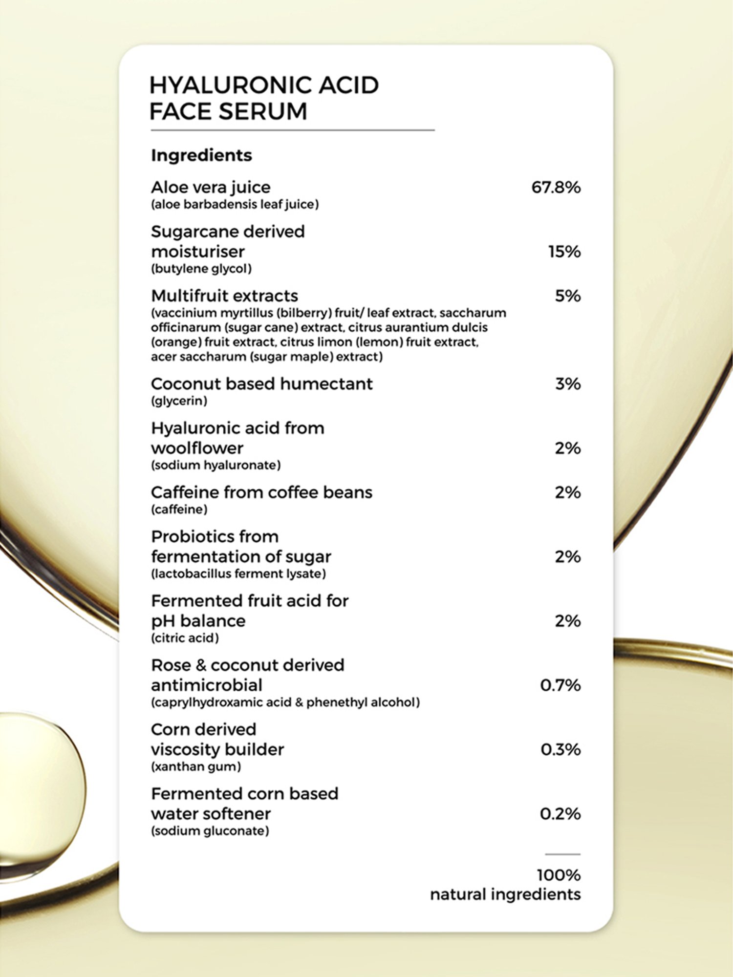 Brillare 100% Natural Hyaluronic Acid Face Serum - 30 ml