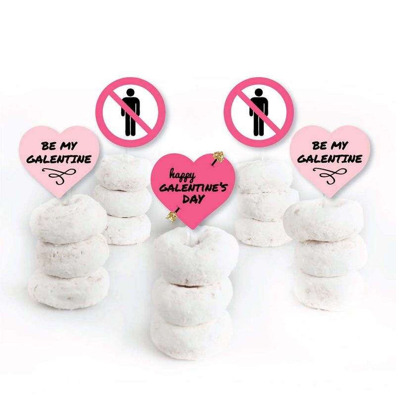 Big Dot of Happiness Be My Galentine - Dessert Cupcake Toppers - Galentine's and Valentine's Day Party Clear Treat Picks - Set of 24