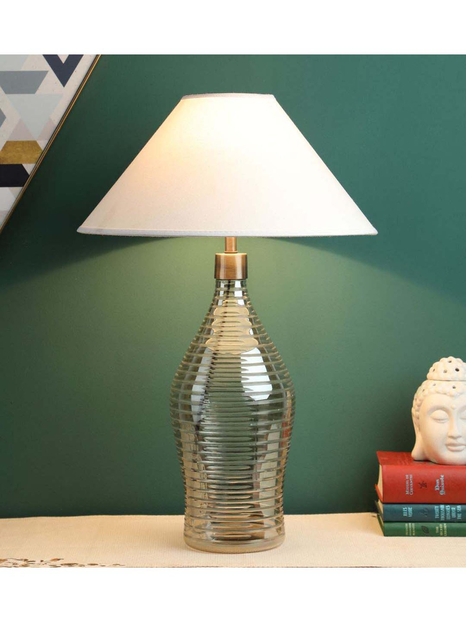 Kapoor E Illuminations White Whirlpool Rings Lustere Glass Table Lamp - Set of 1