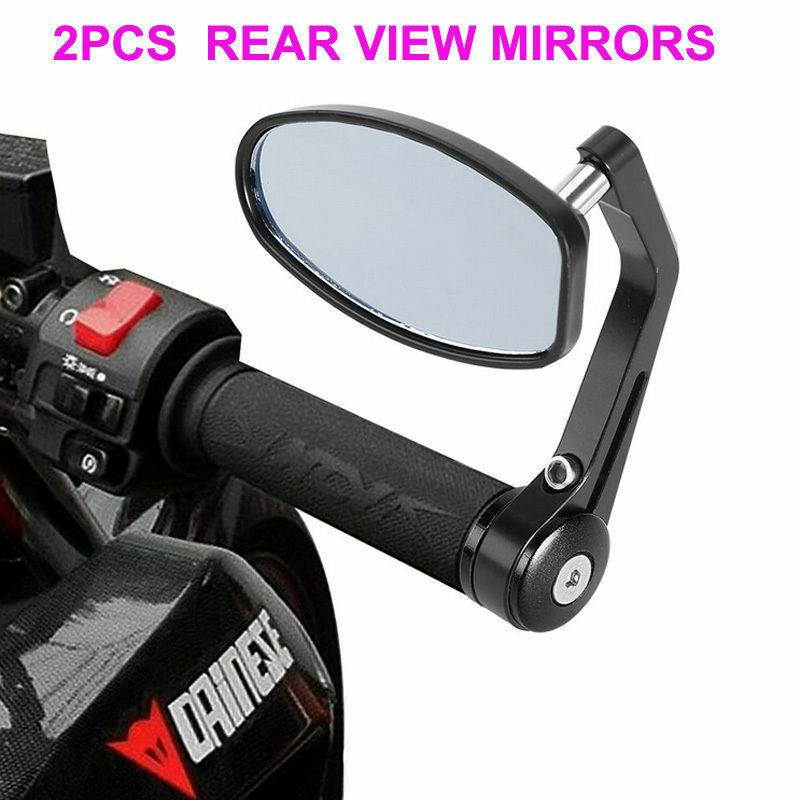 1 Pair Universal 7/8" Bar End Motorcycle Aluminum Side Rearview Mirror Black