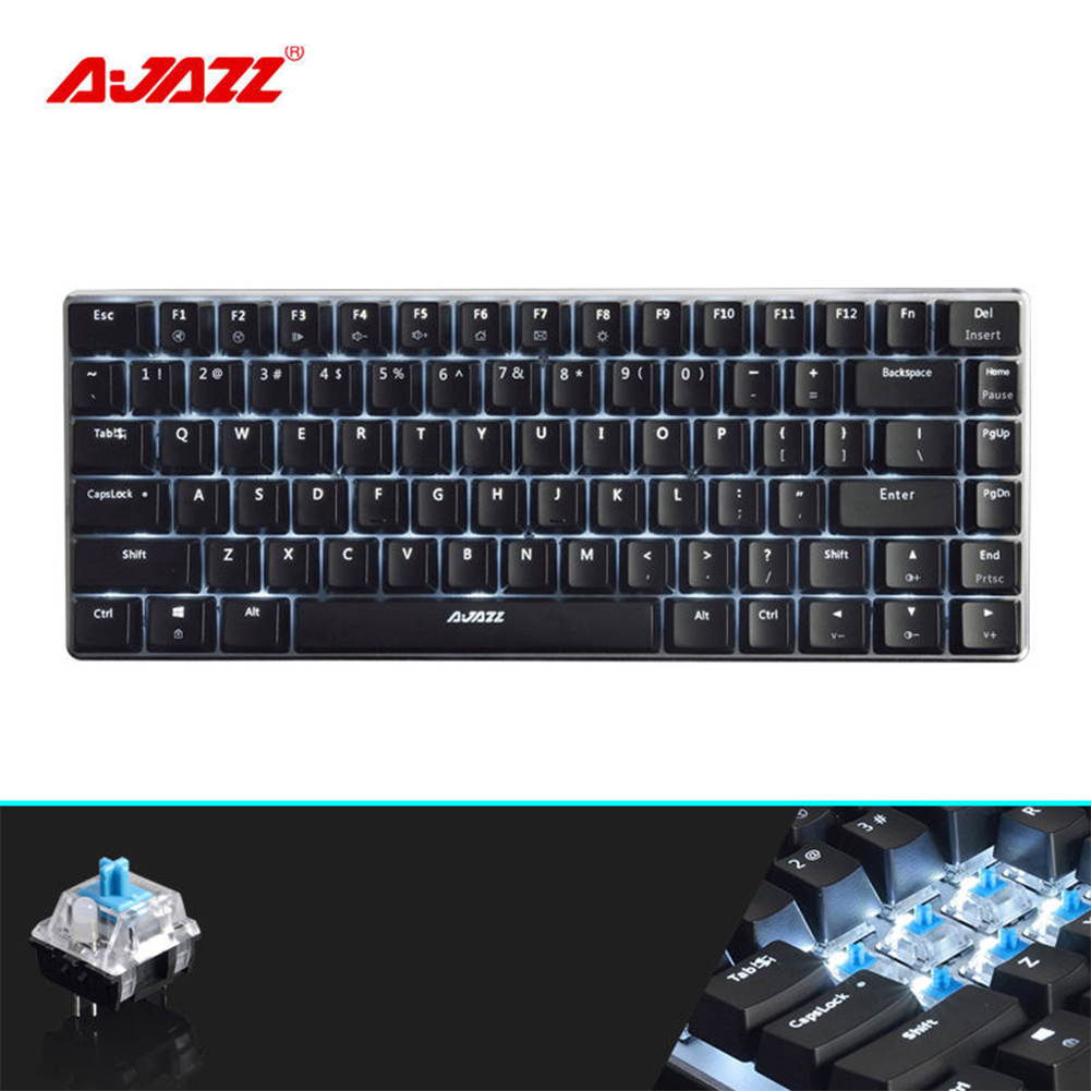 UrChoiceLtd&reg; Ajazz Geek AK3 Usb Wired Gaming Mechanical Keyboard Blue Black Switches for Office, Typists and Play Games ( Blue Switch, Black)