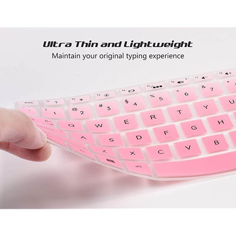 Pack Keyboard Cover for 15.6 Inch HP Envy x360 15m-bp 15m-bq 15.6 Series, HP Pavilion 15-br 15-cb 15-cc 15-cd 15-bw 15-bs, HP Laptop 15t 17t 17-ca 17-ce Protector Skin(Gradual Pink+Clear)
