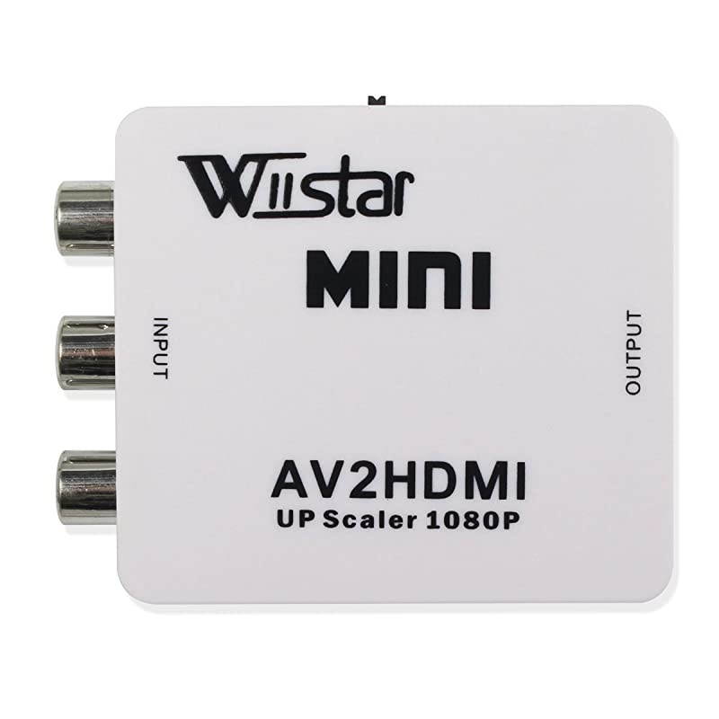 AV to HDMI Converter Mini RCA Composite AV CVBS to HDMI Video Audio Converter Adapter Supporting PAL/NTSC with USB Charge Cable for PC Laptop Xbox PS4 PS3 TV STB VHS VCR Camera DVD