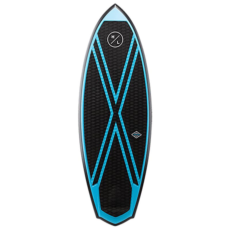 Hyperlite Shim 5.3 Wakesurfer Board with Layered Glass Deck, Pin Tail, and Skim & Surf Combination Style for Water Wake Surfing Surfboard Riders, Blue