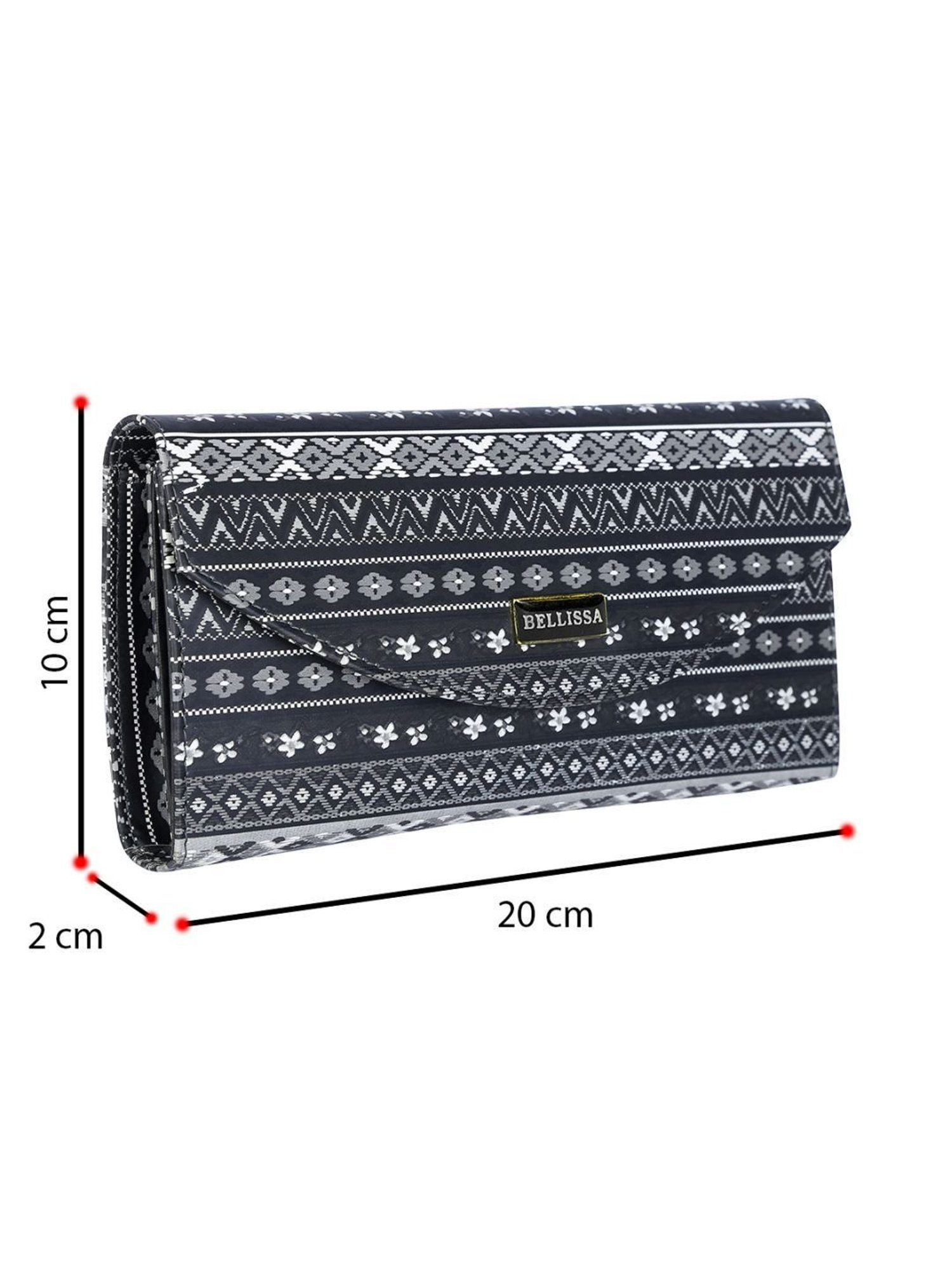 Bellissa Black Printed Premium Bi-Fold Wallet for Women