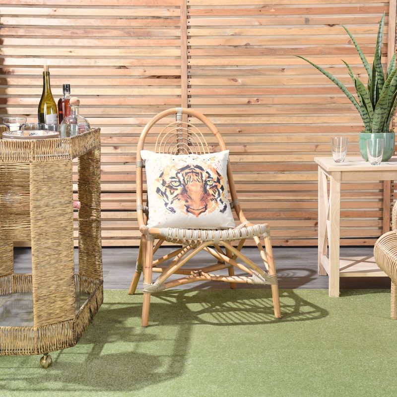 18"x18" Reversible Indoor/Outdoor Tiger and Chevron Print Square Throw Pillow - Mina Victory