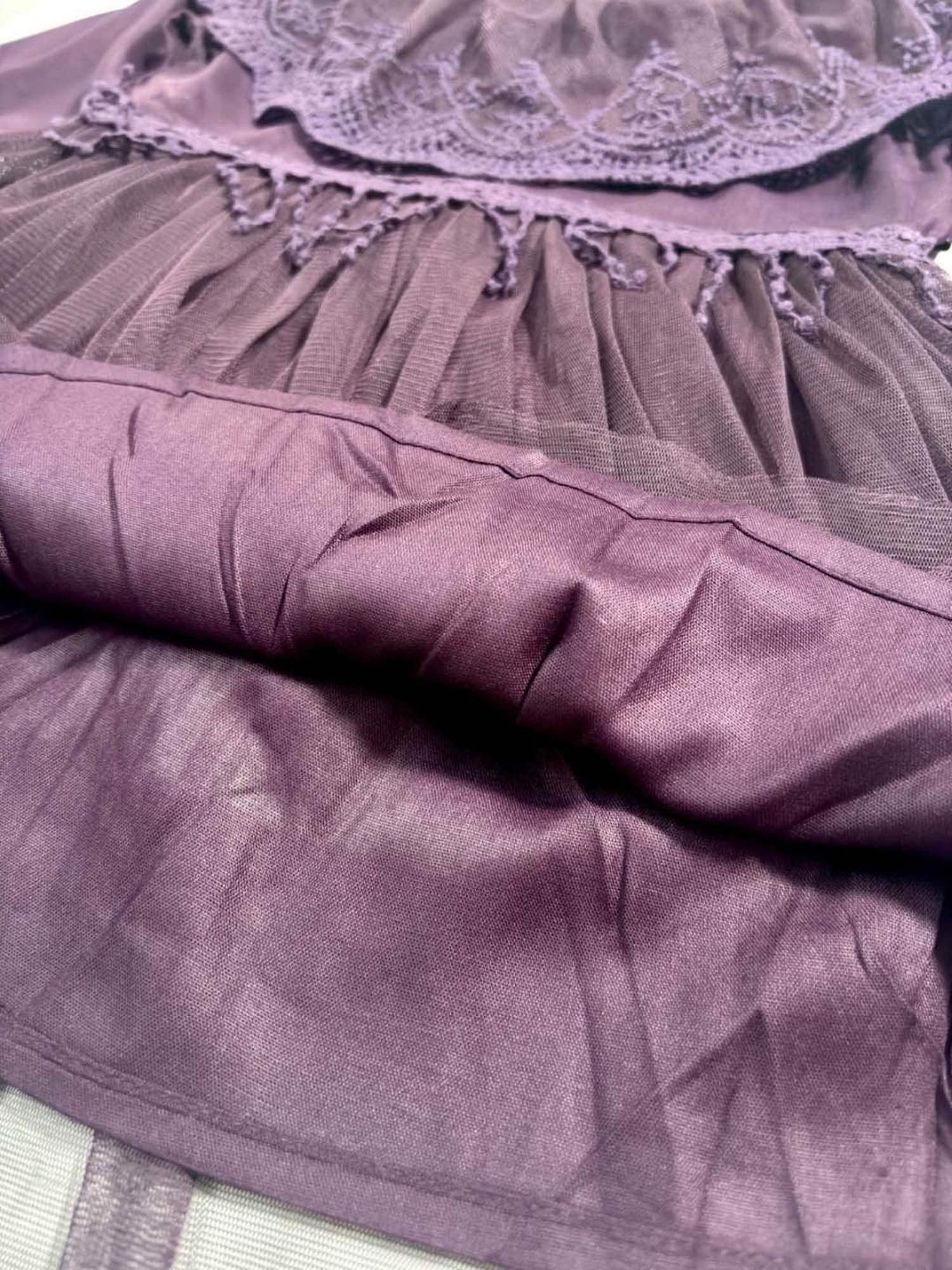 Bella Moda Kids Purple Embroidered Full Sleeves Dress