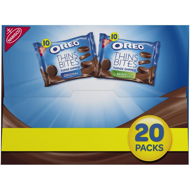 Oreo Thins Bites Fudge Dipped Sandwich Cookies Multipack - 20ct