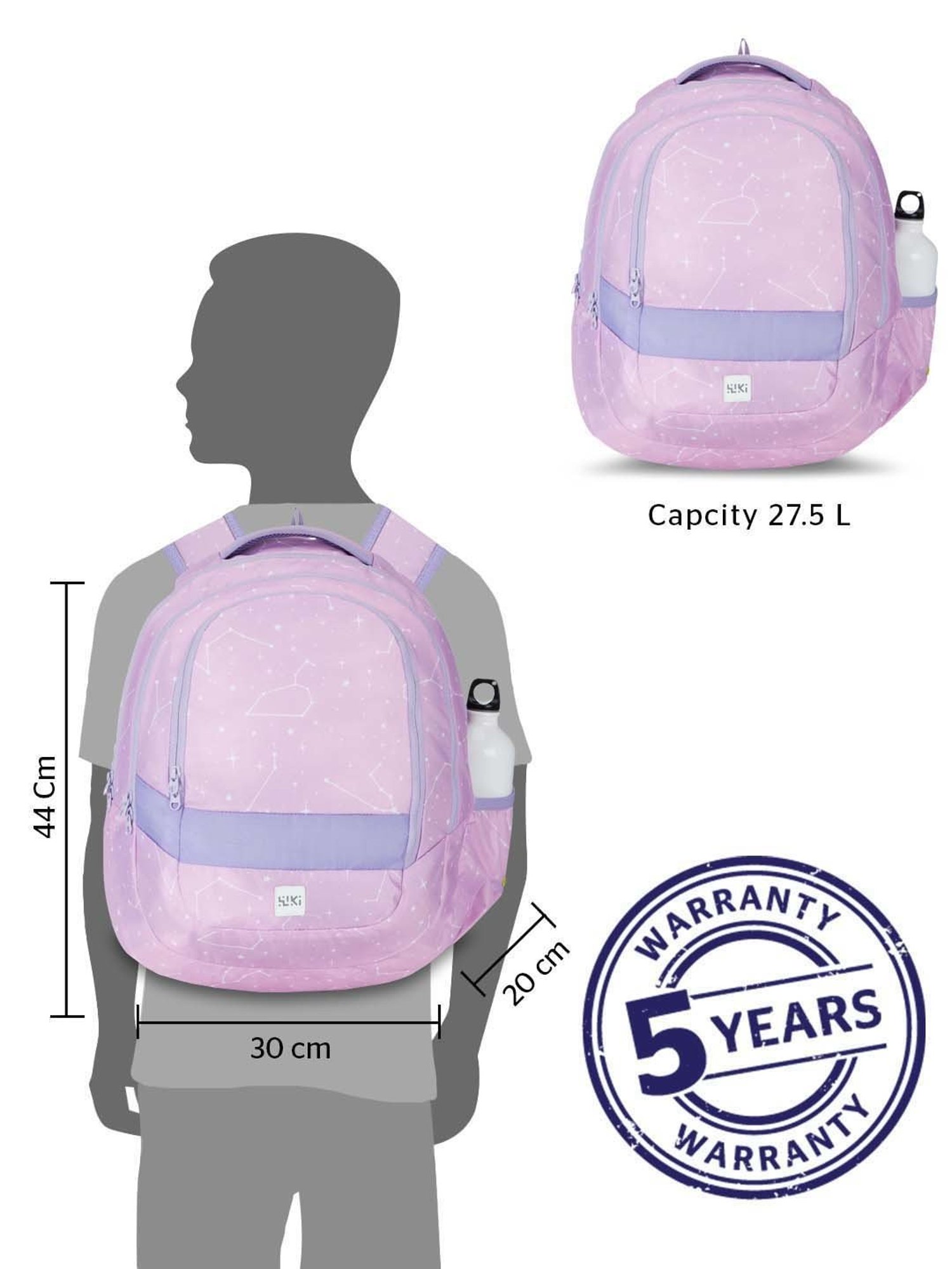 Wiki 27.5 Ltrs Pink Medium Backpack