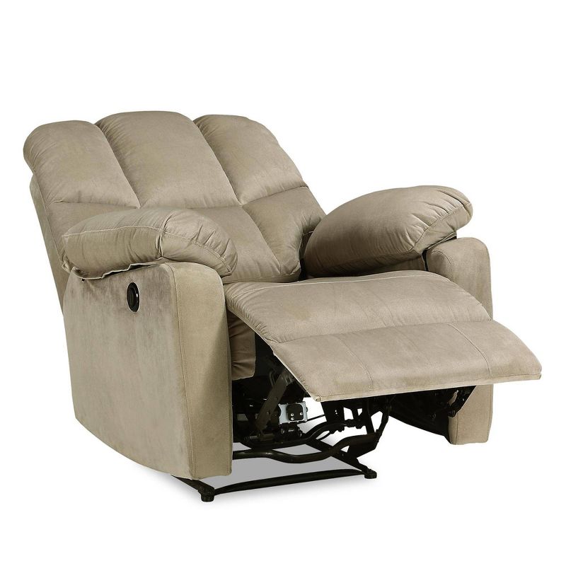 Loyola Power Recliner with Padded Arms Beige - Dorel Living