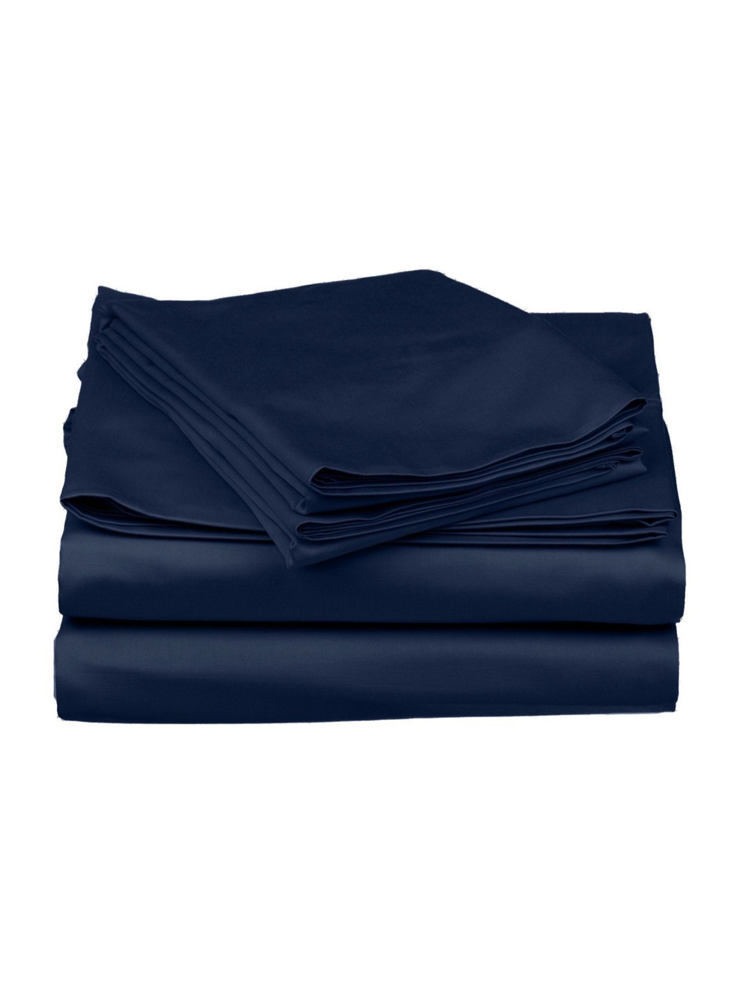 Stoa Paris Date Night Collection 300 TC Navy Sateen Super King Bed Sheet with 4 Pillow Covers