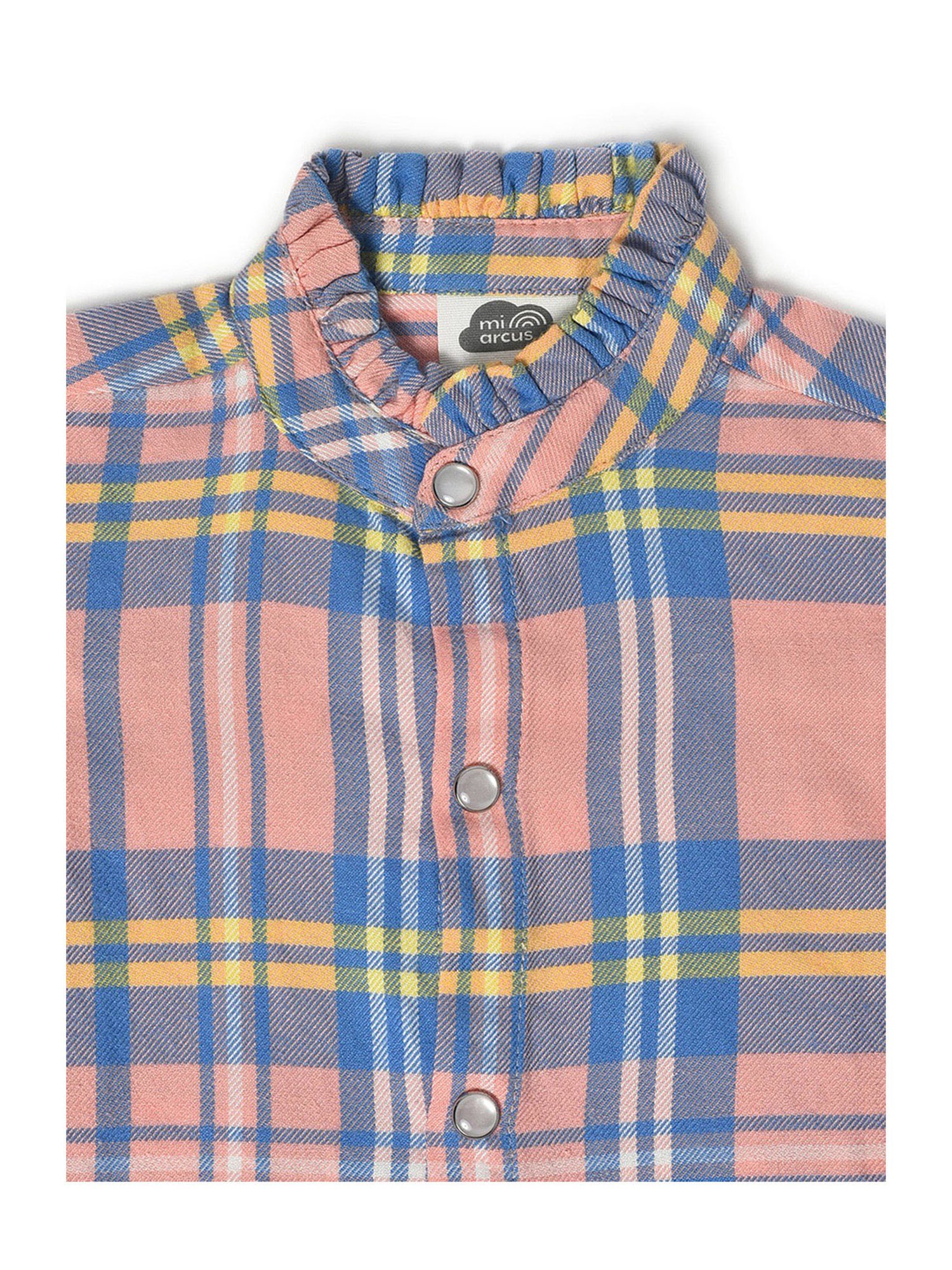 MiArcus Kids Peach & Blue Checks Full Sleeves Shirt