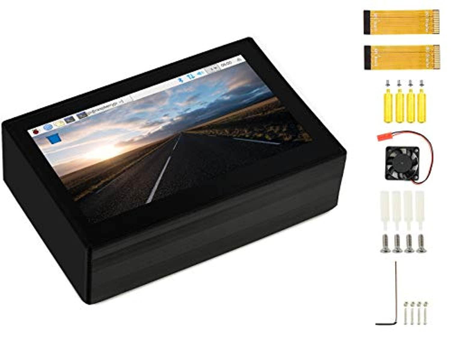 4.3inch dsi lcd capacitive touch display with protection case for raspberry pi 4 b/3 b+/3 b,800480 resolution ips screen wide a