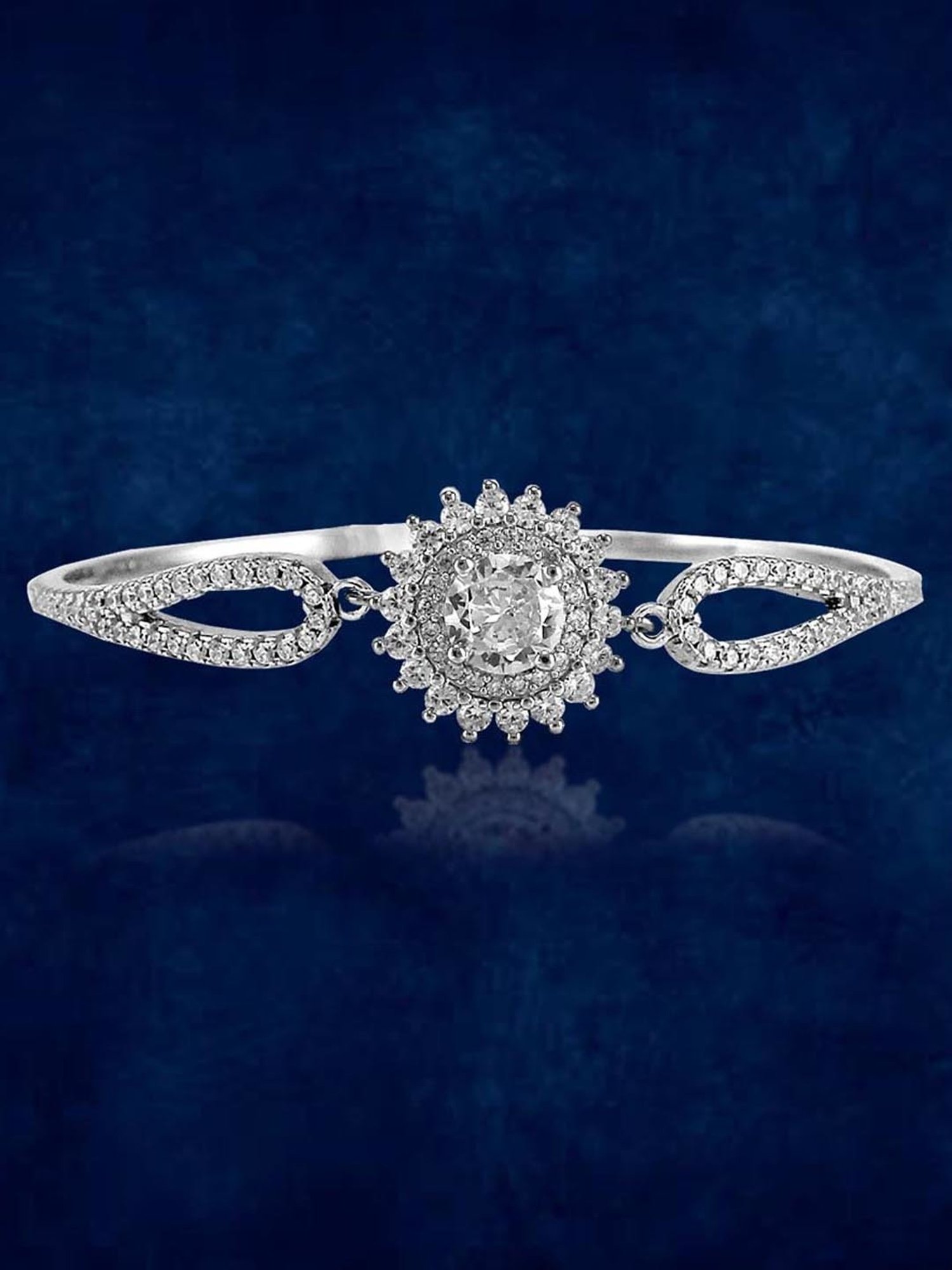 Taraash 92.5 Sterling Silver Flower Bangle for Women