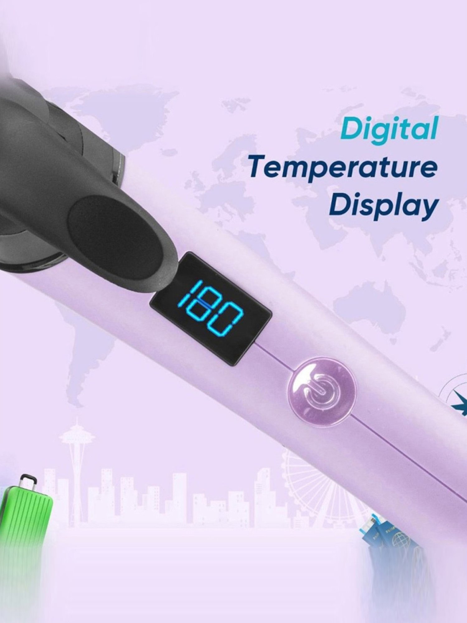 Vega VHCH-08 Mini Hair Curler for Women with 25 mm Barrel, Ceramic Coated Plates (Purple)