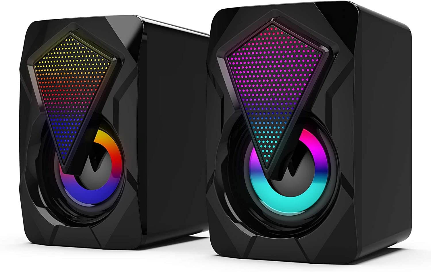 Homyl Computer Speaker Stereo 2.0 Bass RGB Light USB Powered 3.5mm PC/Laptop/Tablet