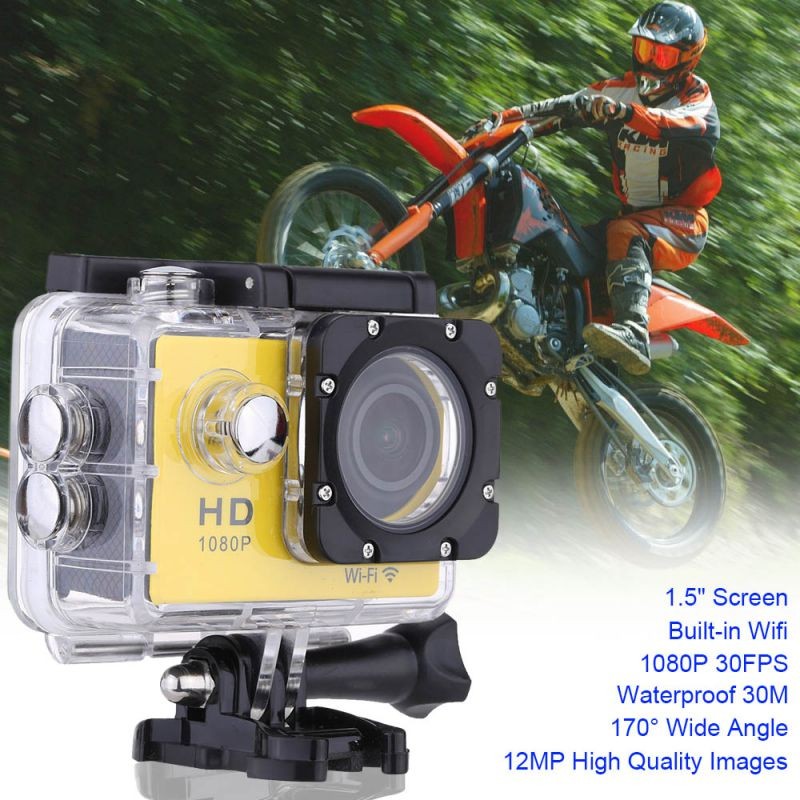 W8 1080P 30FPS 12MP Wifi Waterproof 30M Shockproof 170&deg; Wide Angle 1.5" Screen Outdoor Action Sports Camera Camcorder Digital Cam Video HD DV Car DVR