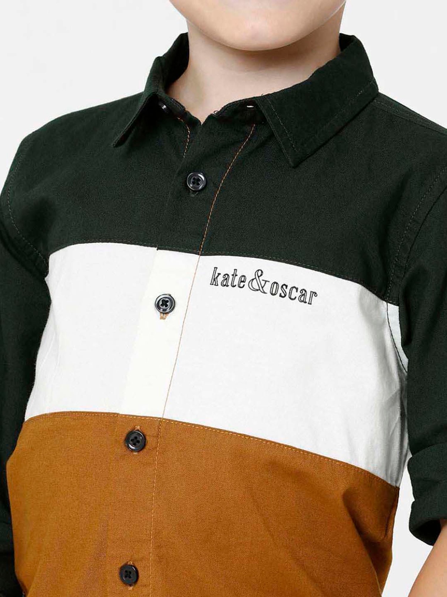 Kate & Oscar Kids Multicolor Cotton Color Block Full Sleeves Shirt