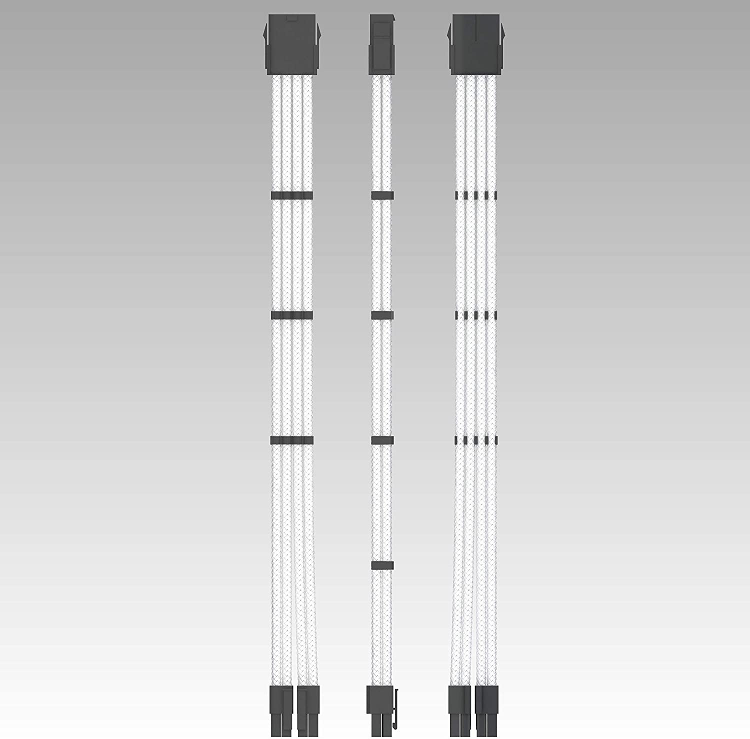 PSU Sleeved Cable, 18AWG Braided ATX EPS PCI-E Power Supply Cable Extension Kit with Combs for CPU GPU MB PSU, 30CM (White)